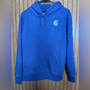 WOMEN'S RELAXED FIT MIDWEIGHT LOGO SLEEVE GRAPHIC HOODIE